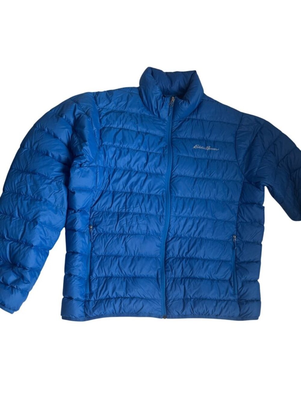 Eddie Bauer Mens XL Blue Puffer Jacket Zip Quilted Winter Coat Outerwear
